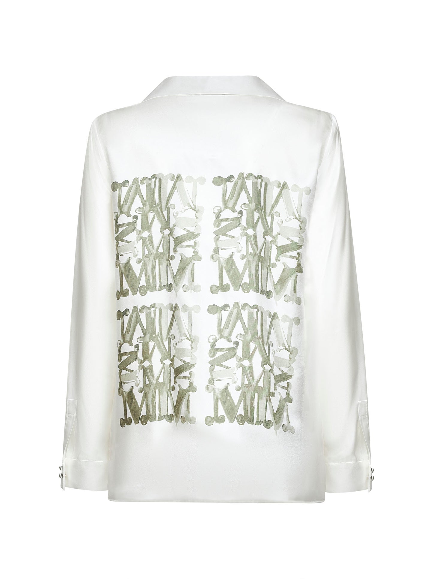 Camicia NABIL in twill di seta stampata verde salvia