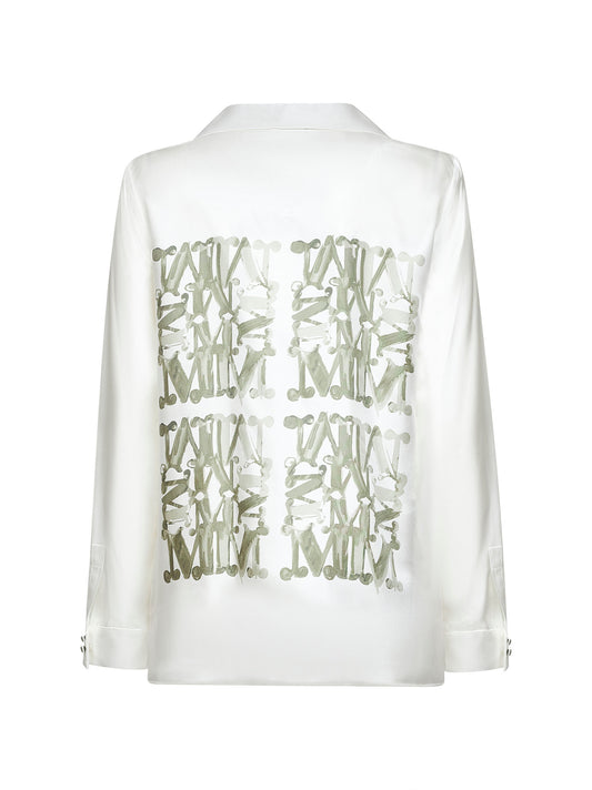Sage green printed silk twill NABIL shirt