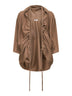 Cardigan con cappuccio ASTER in lana marrone<BR/>