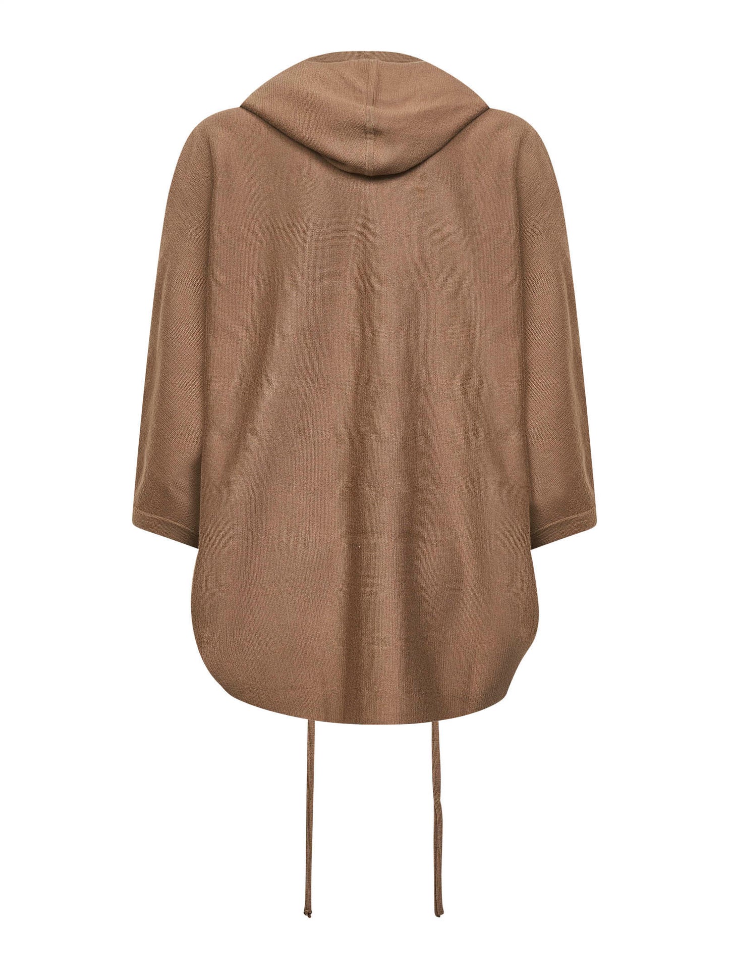 Cardigan con cappuccio ASTER in lana marrone<BR/>