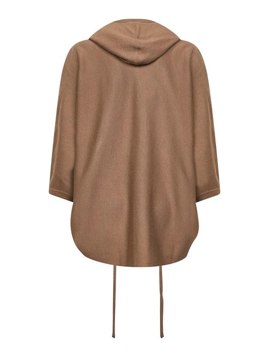 Brown wool ASTER hooded cardigan