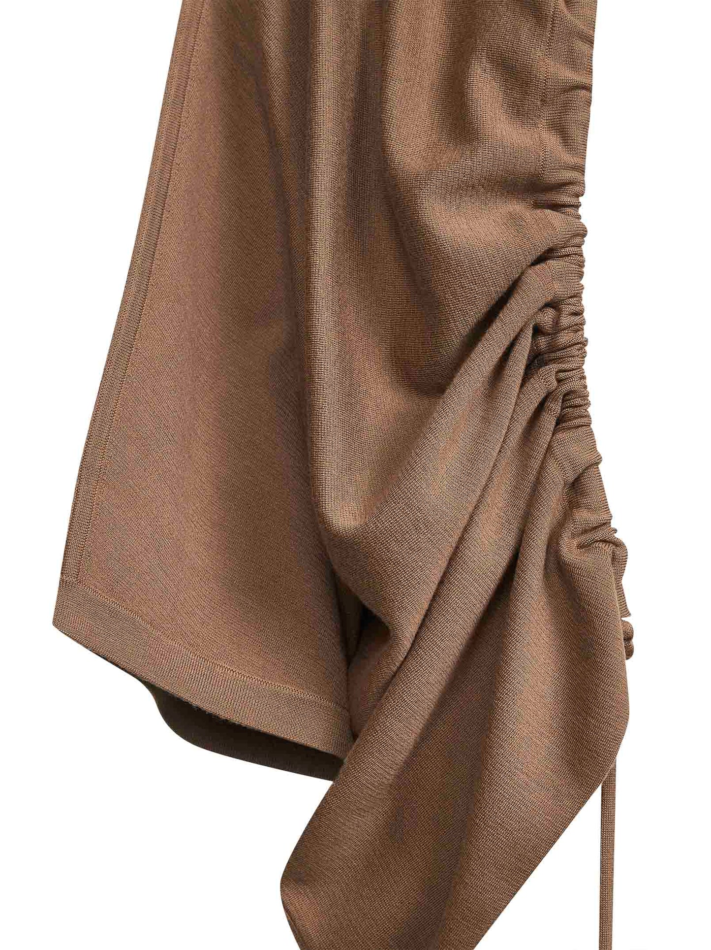 Cardigan con cappuccio ASTER in lana marrone<BR/>