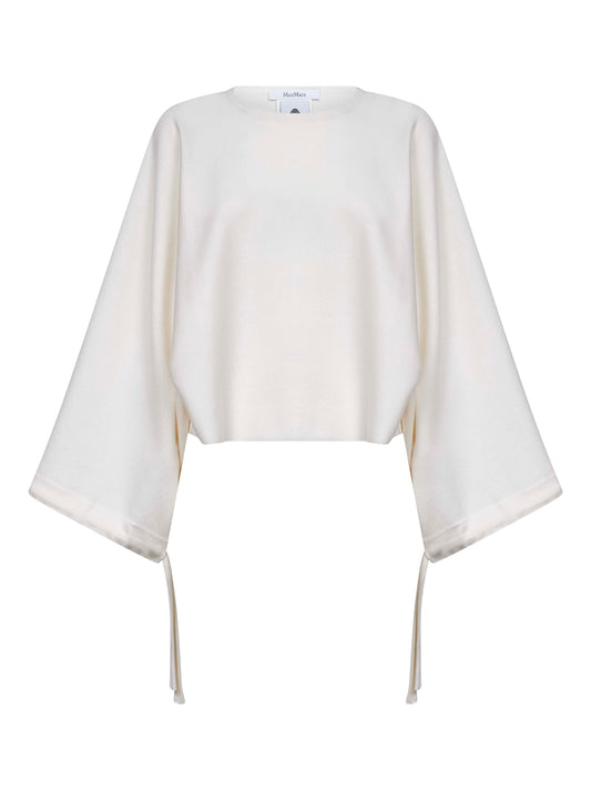 White wool knit FRAIS cropped sweater
