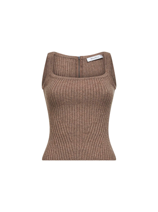 Top ARETUSA1234 in filato mouliné marrone