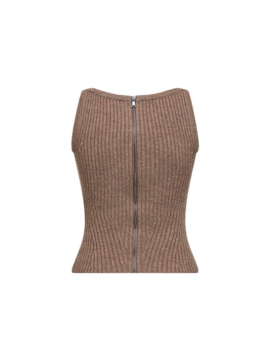 Top ARETUSA1234 in filato mouliné marrone