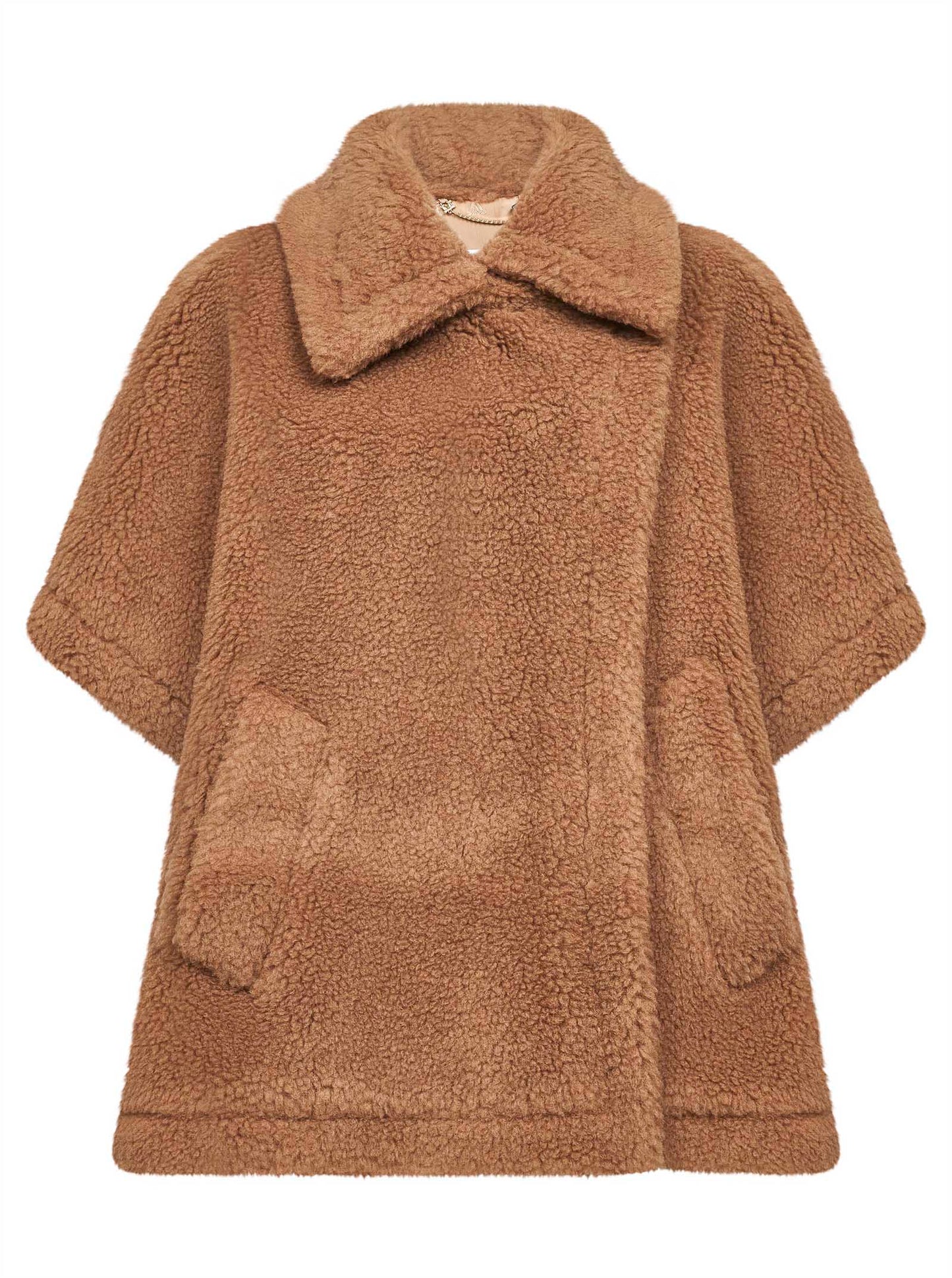 Mantella TEBE in tessuto Teddy cammello