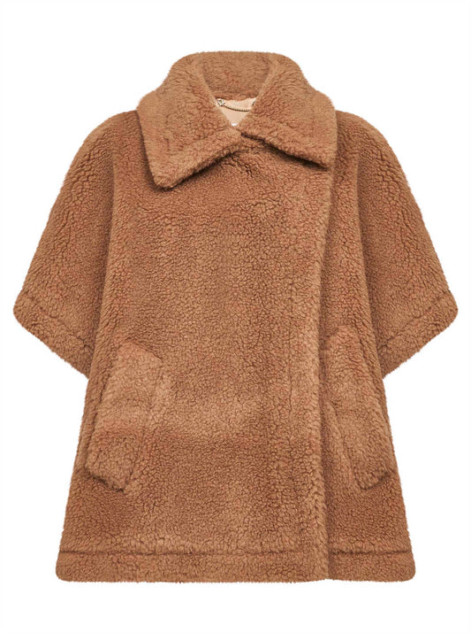 Mantella TEBE in tessuto Teddy cammello
