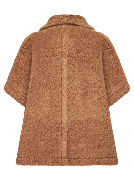 Mantella TEBE in tessuto Teddy cammello