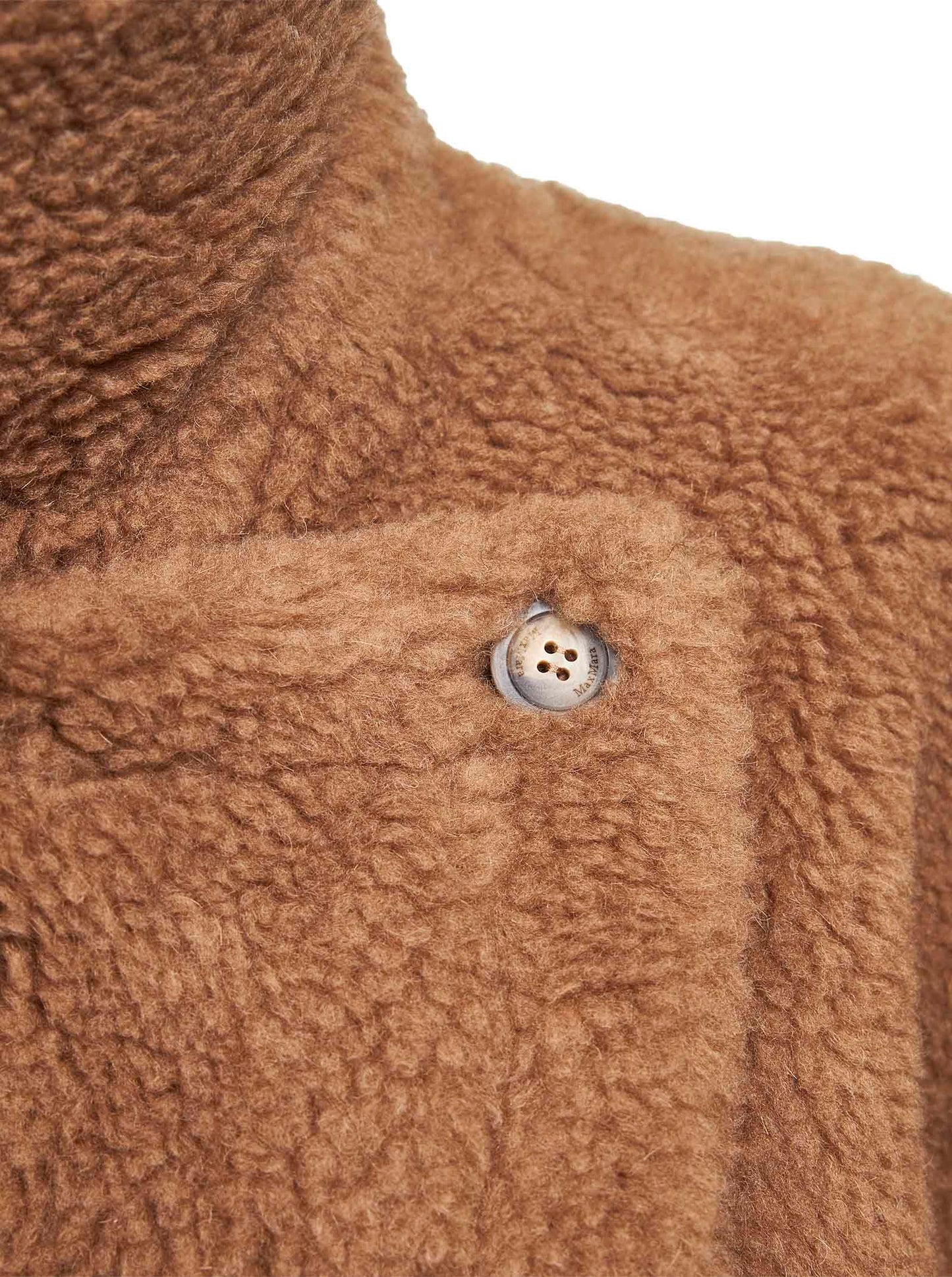 Mantella TEBE in tessuto Teddy cammello