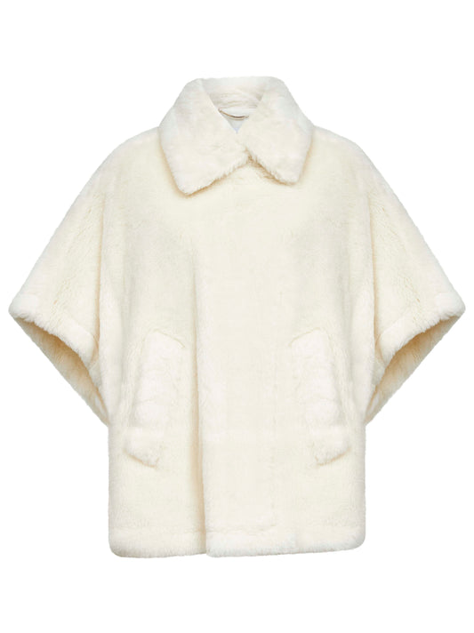 Mantella TEBE1 in tessuto Teddy bianco