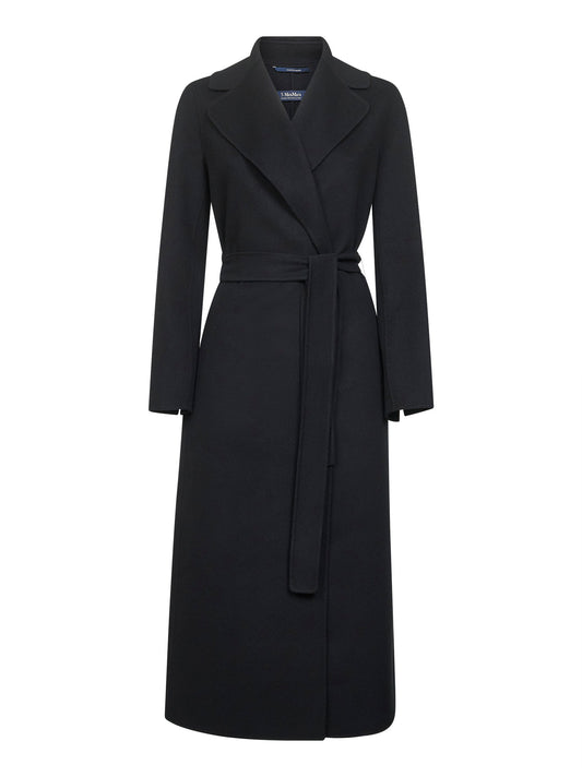 Cappotto a vestaglia POLDO in drap di lana nero