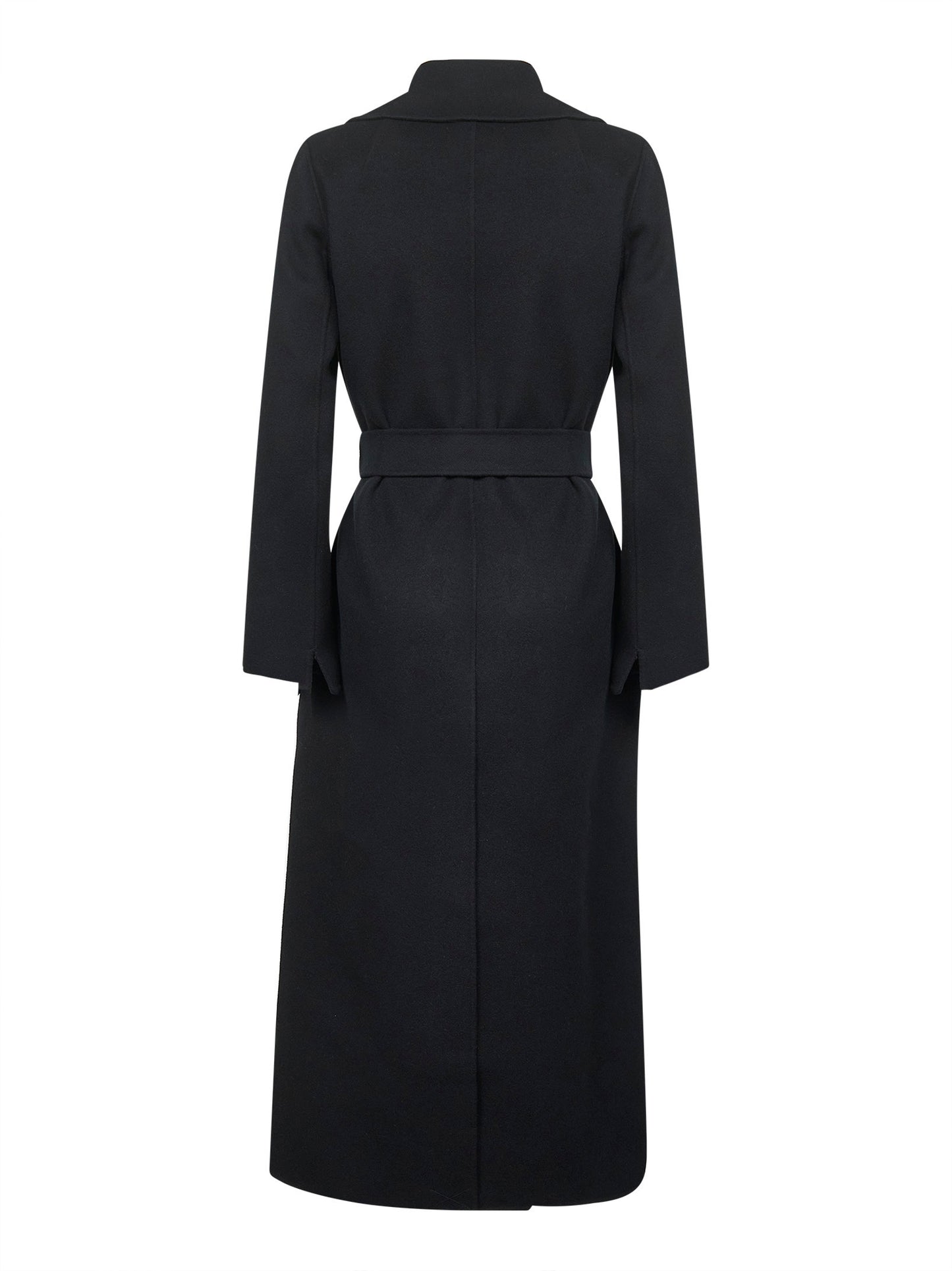 Cappotto a vestaglia POLDO in drap di lana nero