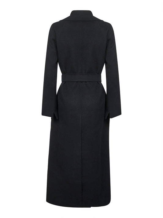 Cappotto a vestaglia POLDO in drap di lana nero