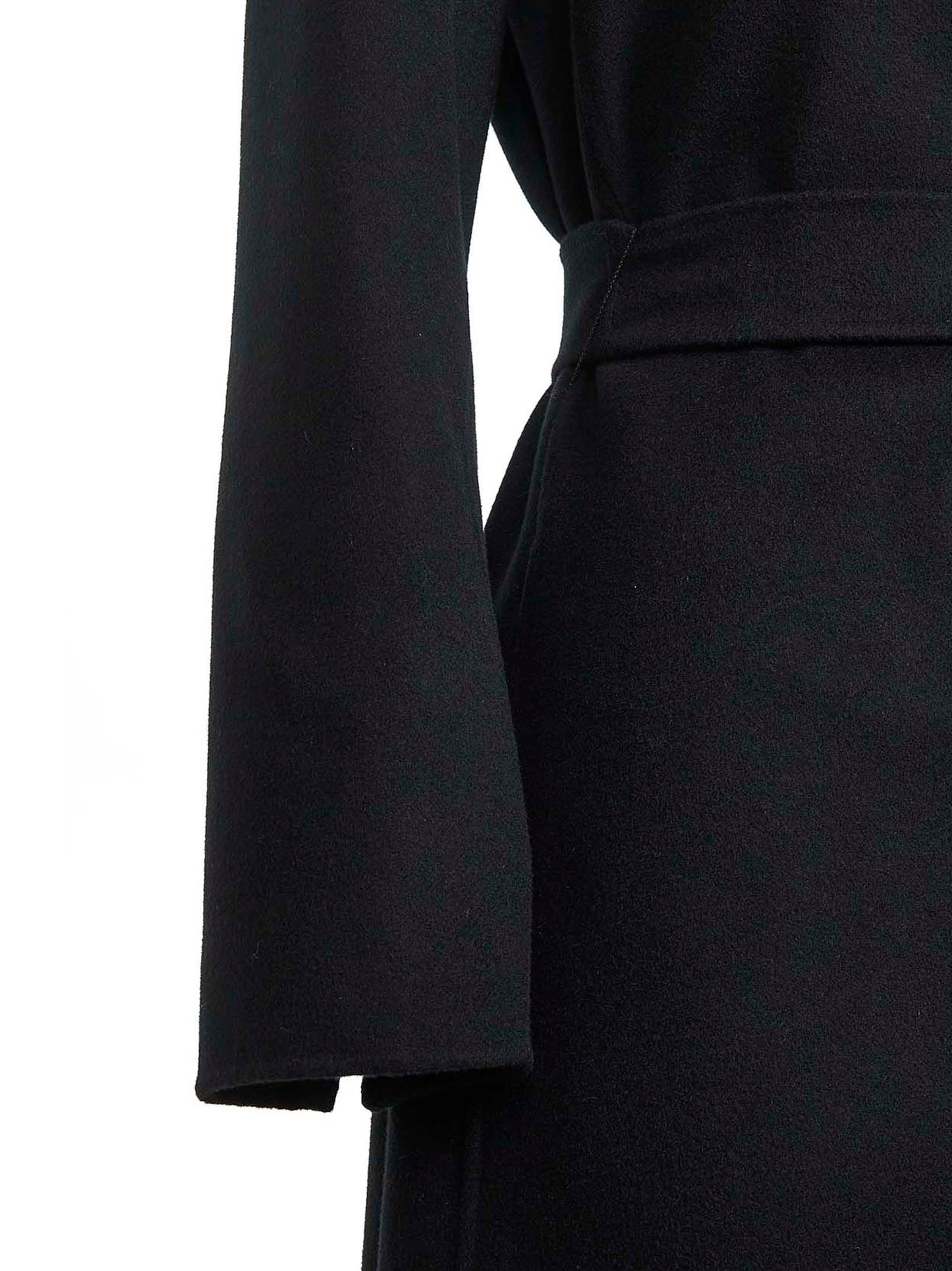 Cappotto a vestaglia POLDO in drap di lana nero