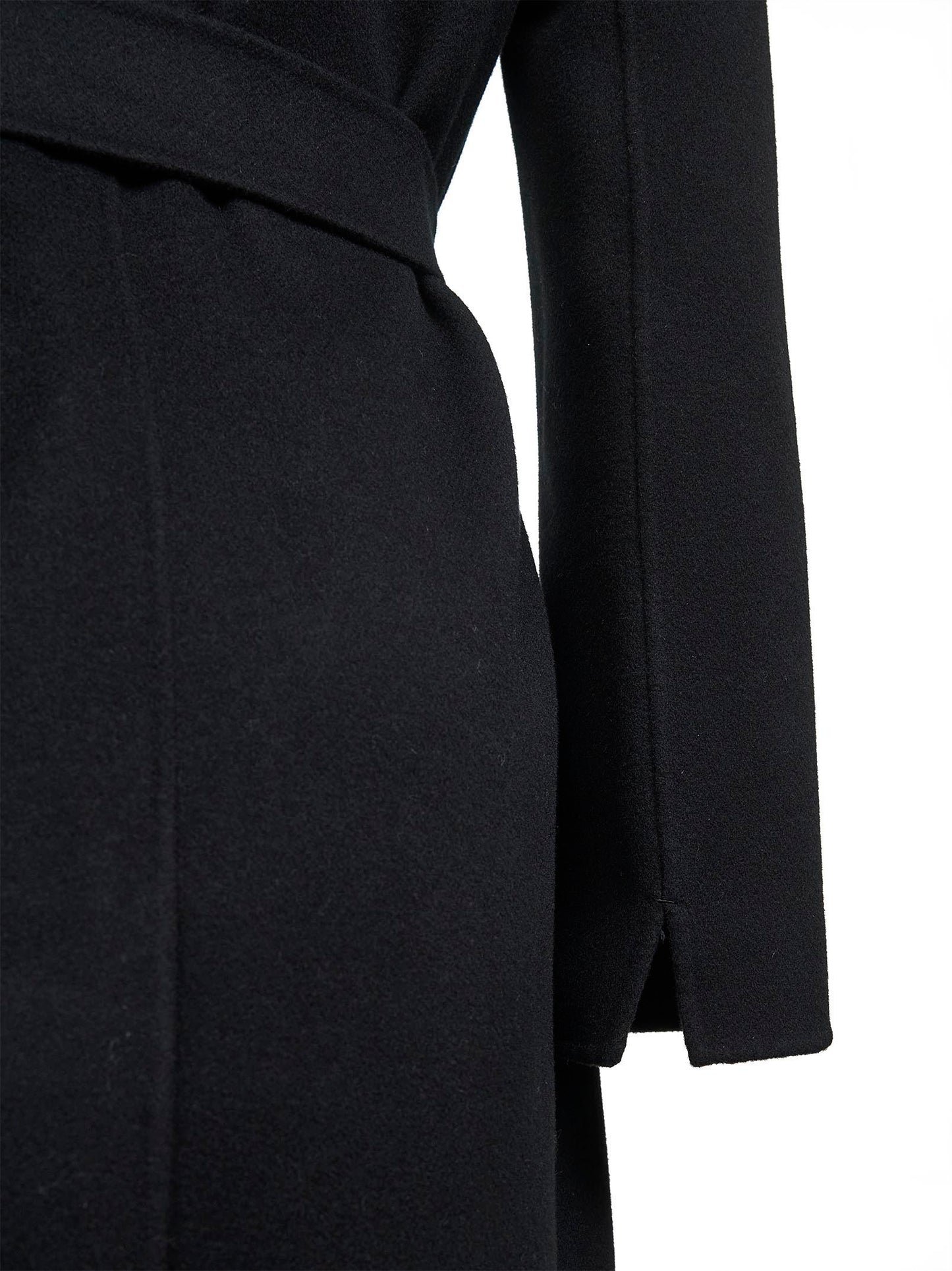 Cappotto a vestaglia POLDO in drap di lana nero