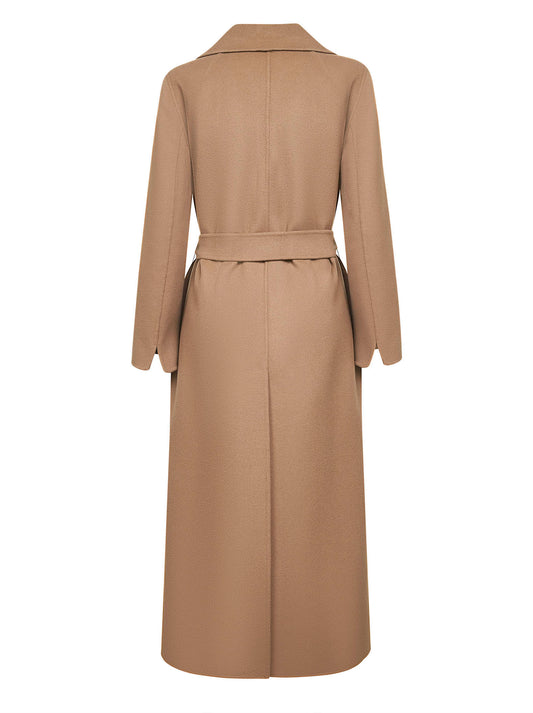 Cappotto a vestaglia POLDO in drap di lana cammello