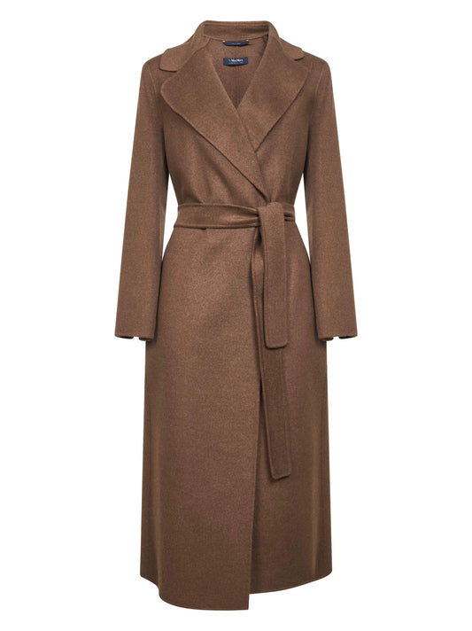 Cappotto a vestaglia POLDO in drap di lana marrone
