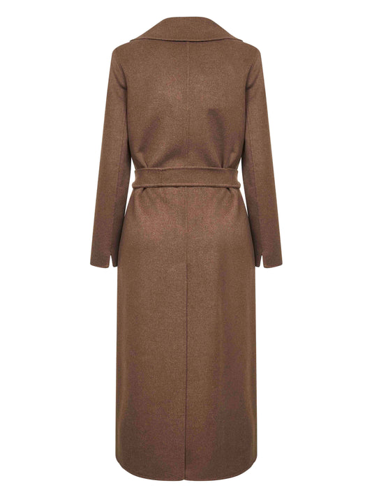 Cappotto a vestaglia POLDO in drap di lana marrone