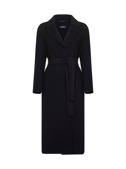 Black double broadcloth ESTURIA robe coat