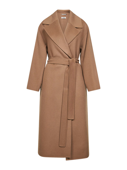 Cappotto a vestaglia con sciarpa CUORE cammello