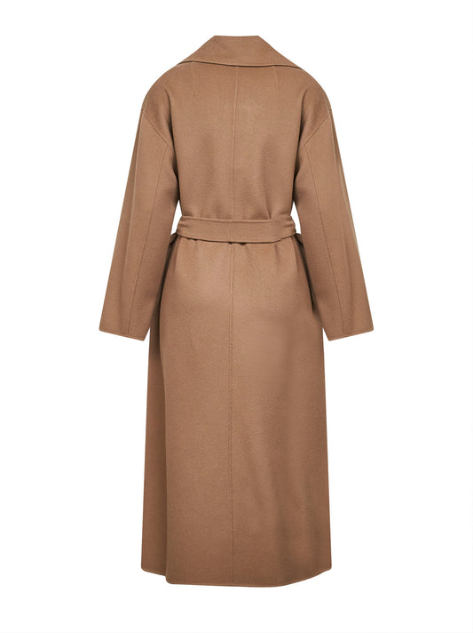 Cappotto a vestaglia con sciarpa CUORE cammello