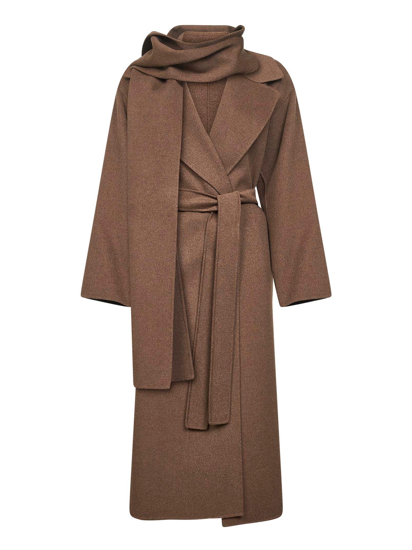 Cappotto a vestaglia con sciarpa CUORE marrone