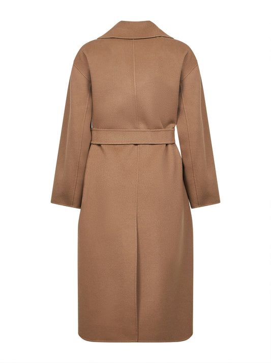 Cappotto a vestaglia HELLER in drap cammello<BR/>