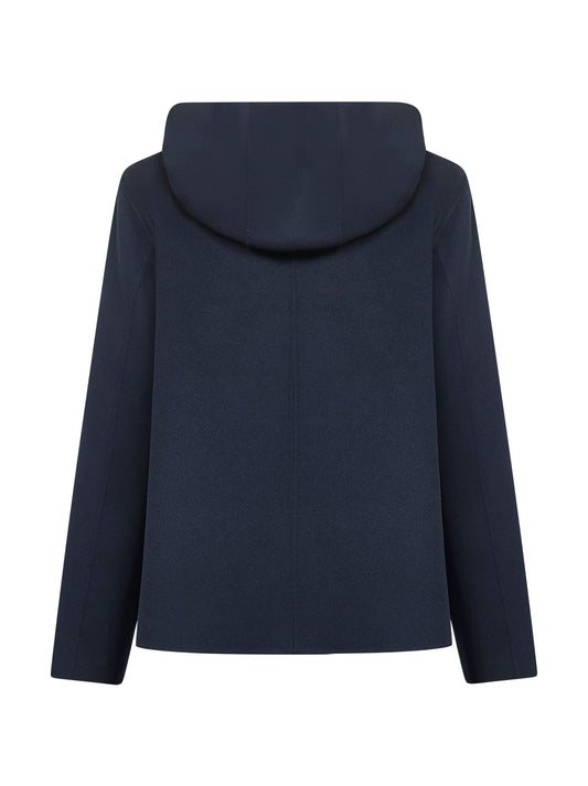 Giacca con cappuccio ROLAND in lana double blu