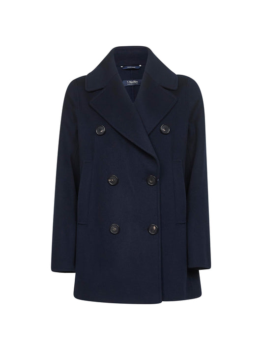 Blue double drap CABAN double-breasted pea coat