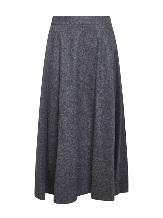 Grey wool flannel BETULLA midi skirt