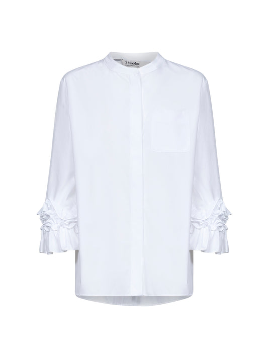 Camicia svasata FAVOLA in popeline lavato bianco