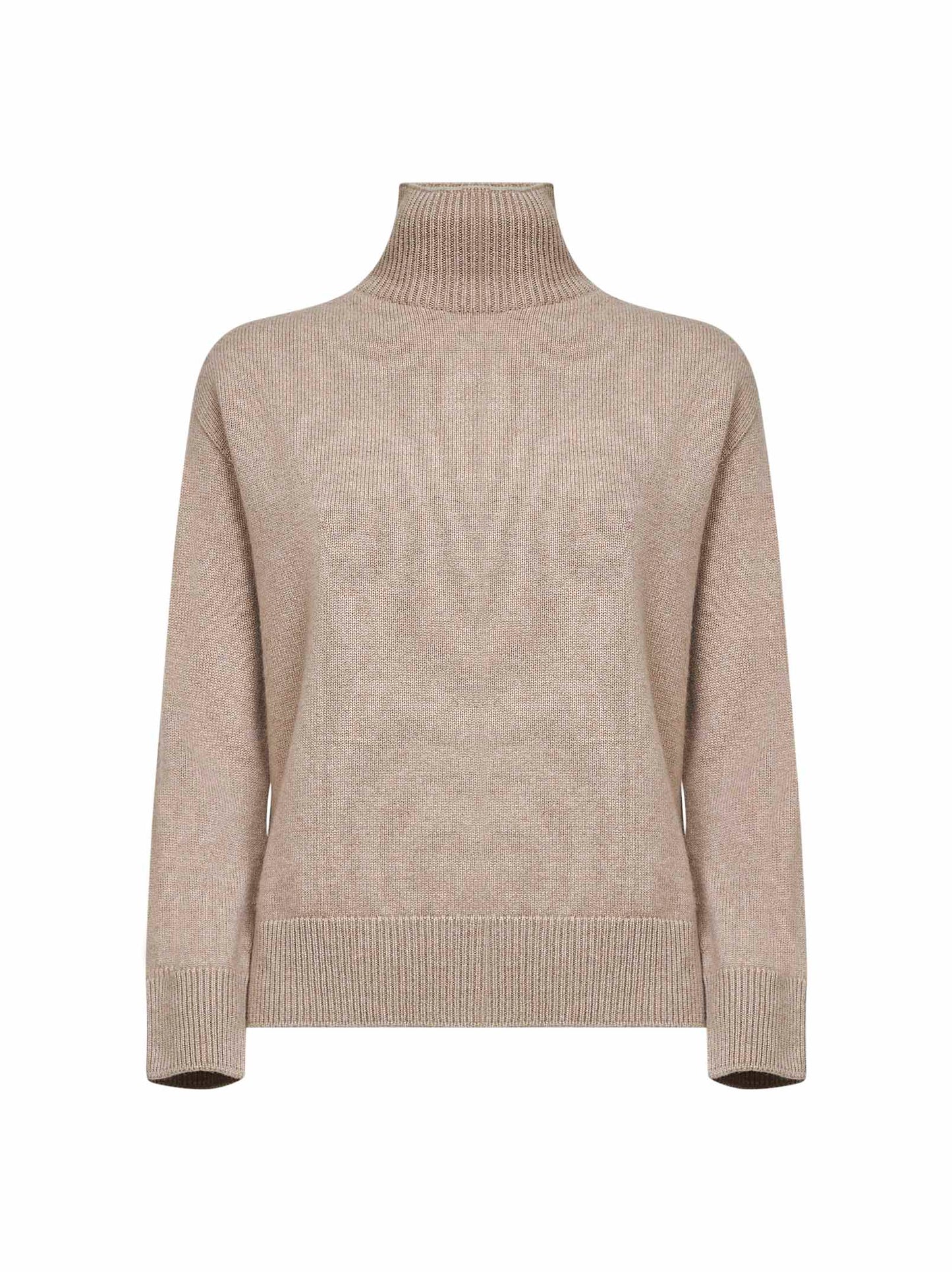 Beige cashmere knit QUERCIA turtleneck sweater