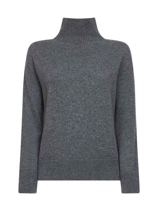 Grey cashmere knit QUERCIA turtleneck sweater