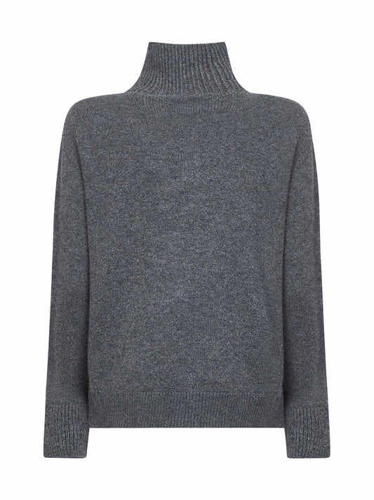 Grey cashmere knit QUERCIA turtleneck sweater