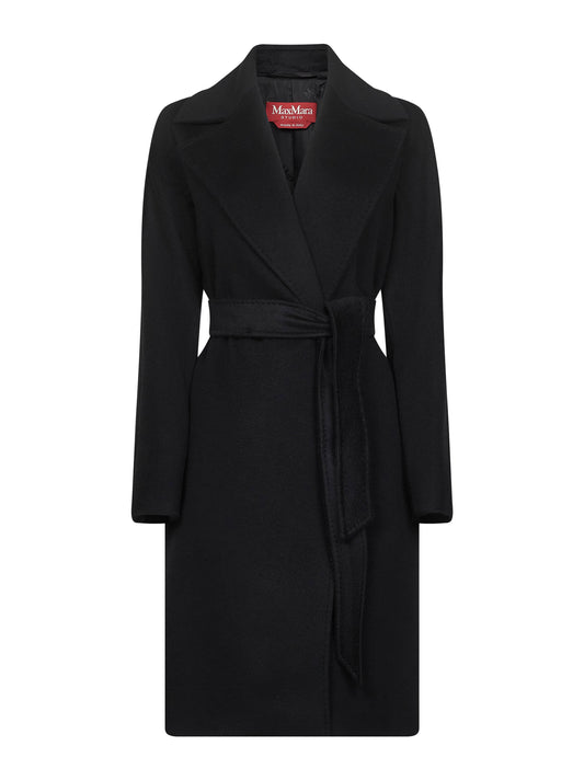 Black broadcloth DRAVENNA robe coat