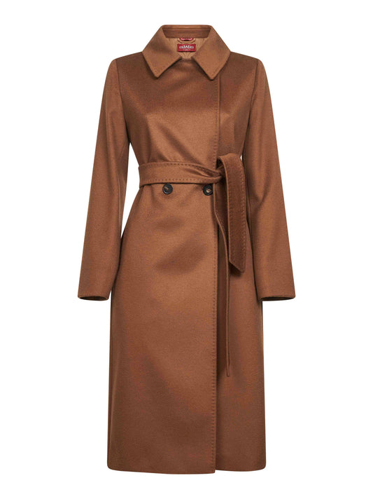 Cappotto a vestaglia BCOLLAG in drap di lana cammello