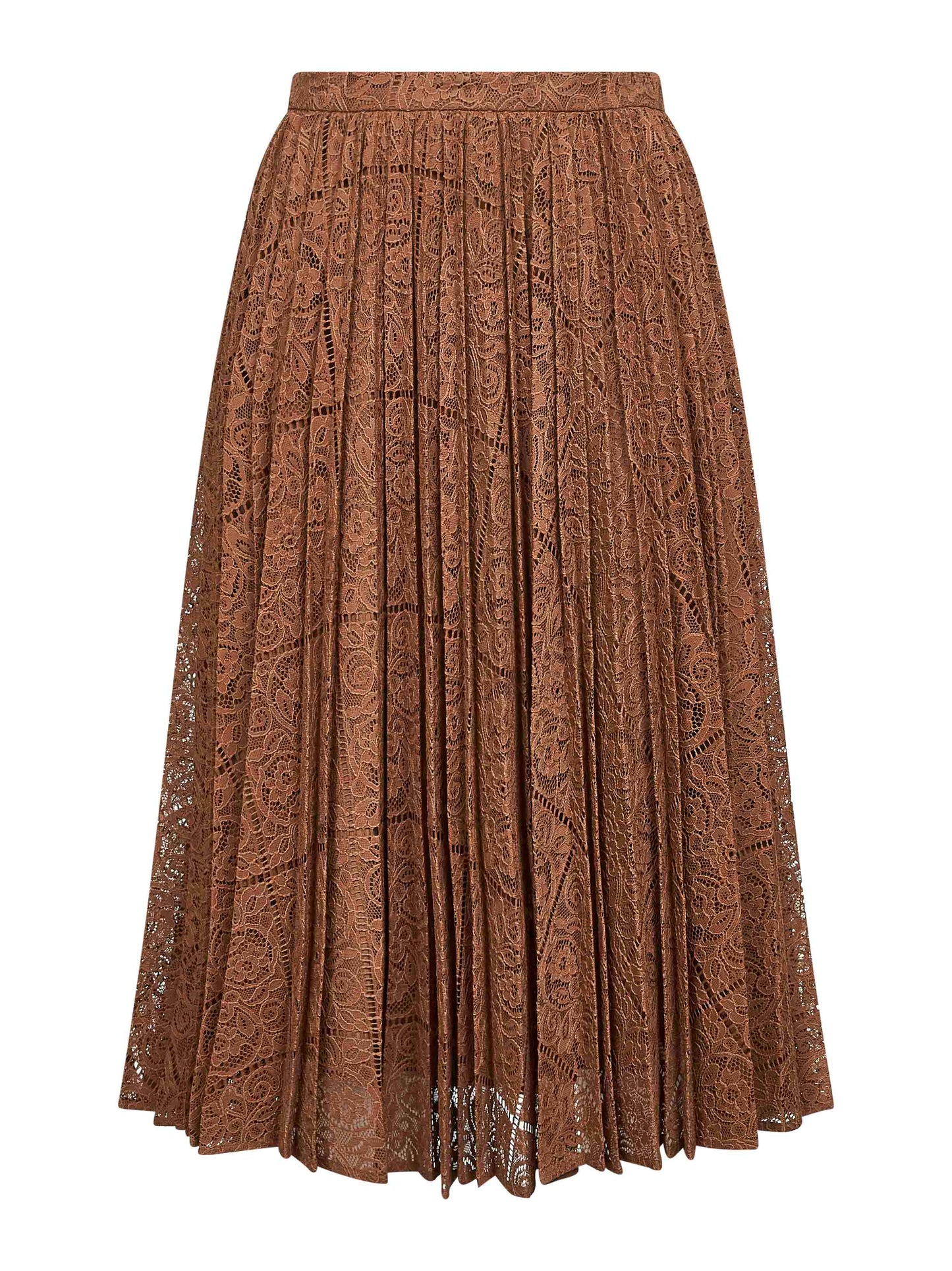 Brown lace LEANDRO pleated midi skirt