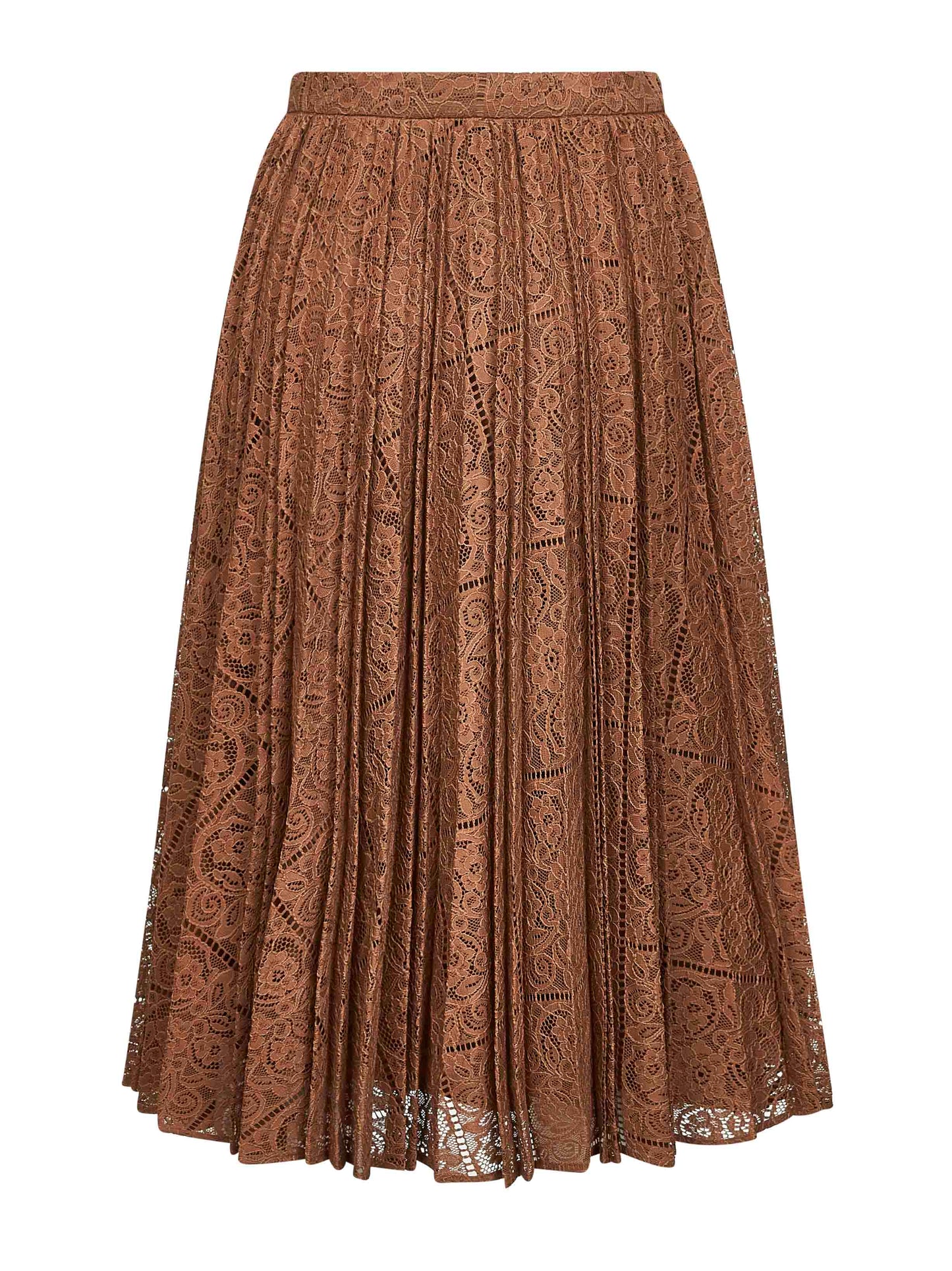 Brown lace LEANDRO pleated midi skirt