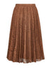 Brown lace LEANDRO pleated midi skirt