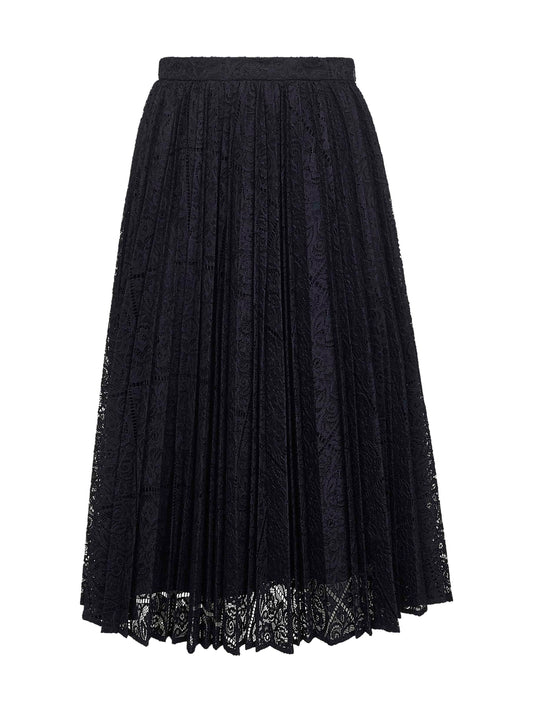 Blue lace LEANDRO pleated midi skirt
