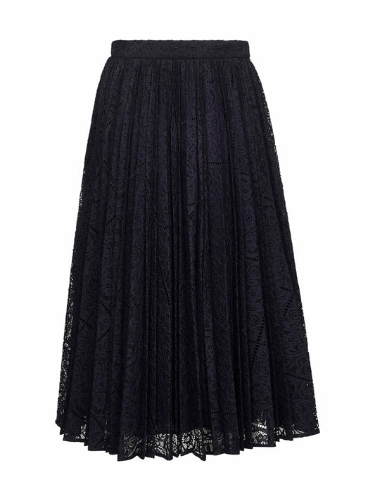 Blue lace LEANDRO pleated midi skirt