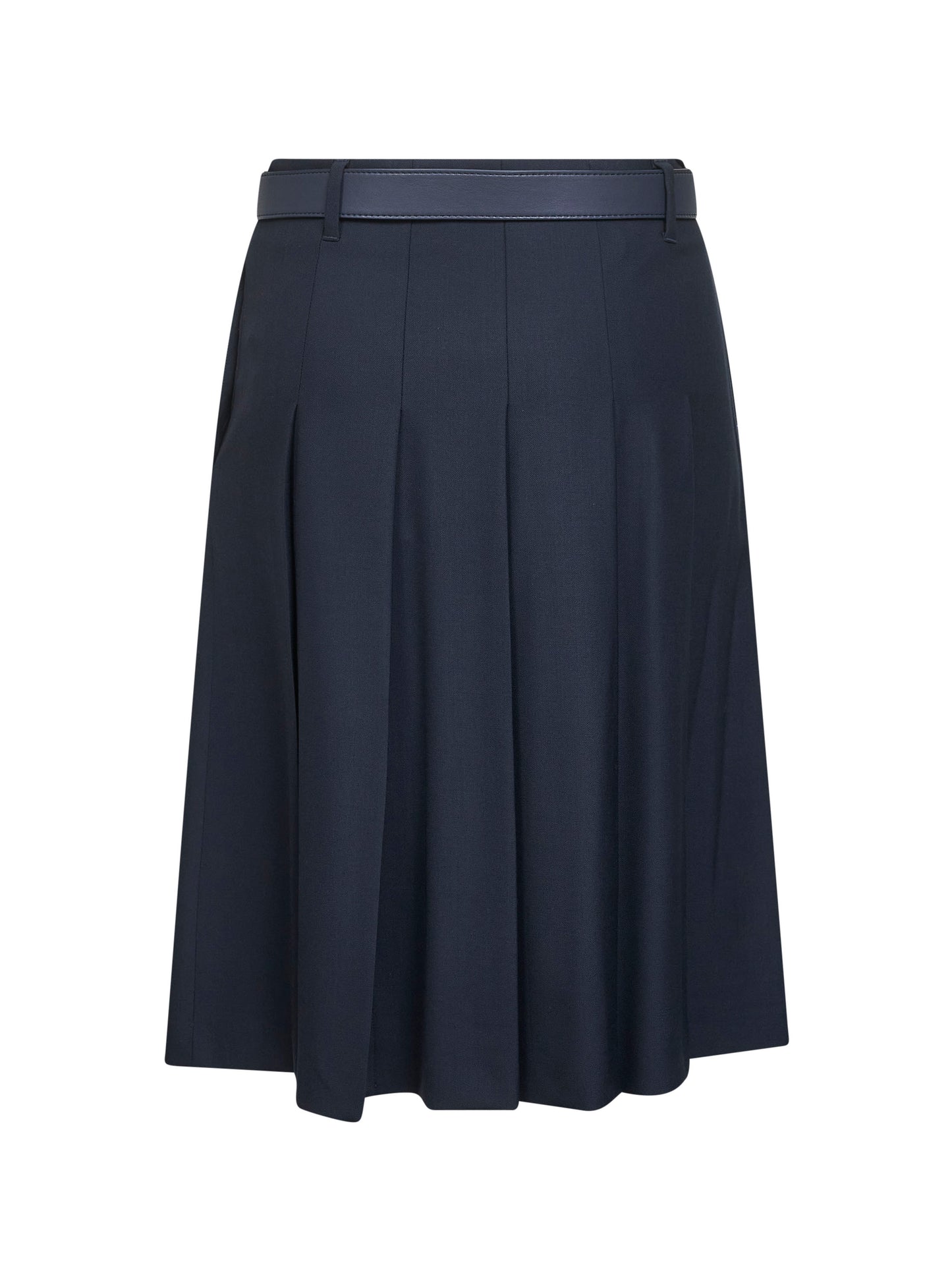 Gonna a pieghe GIMMY in saglia di lana stretch blu