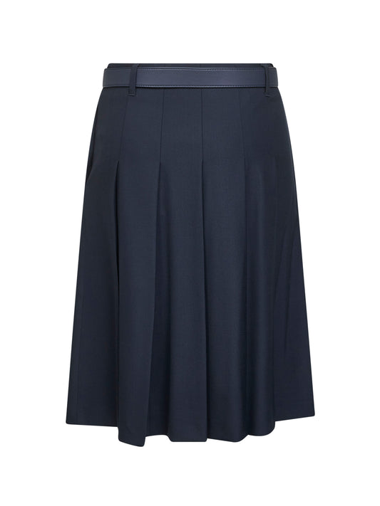 Blue stretch wool twill GIMMY pleated skirt