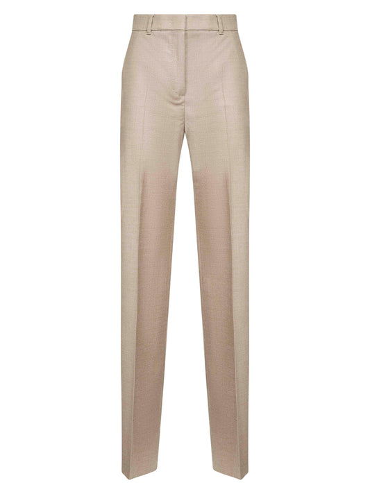 Pantaloni LAMBRO in flanella di lana stretch beige