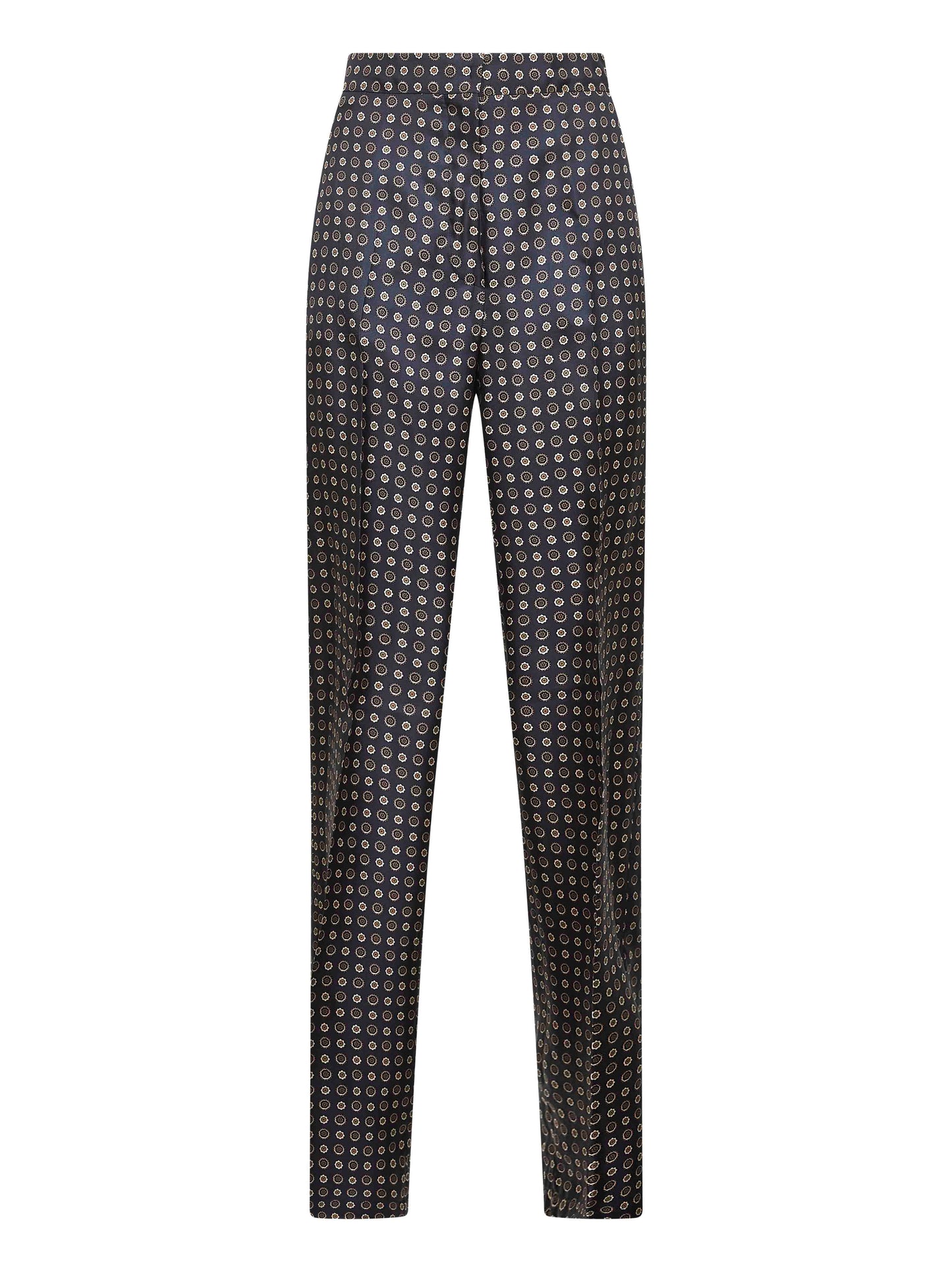 Blue printed twill FAUNA straight trousers