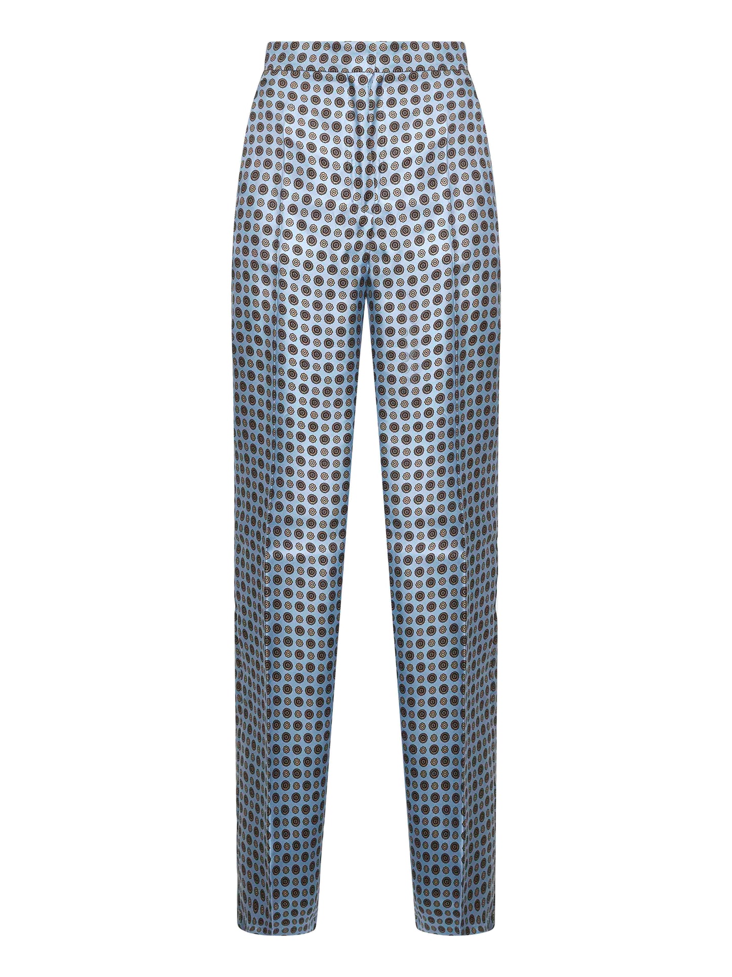 Light blue printed twill FAUNA straight trousers