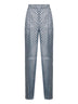 Light blue printed twill FAUNA straight trousers