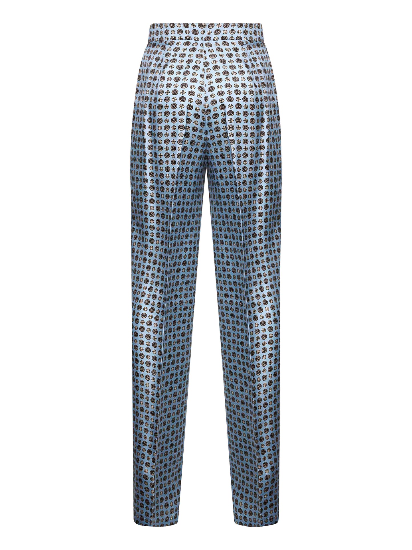 Light blue printed twill FAUNA straight trousers
