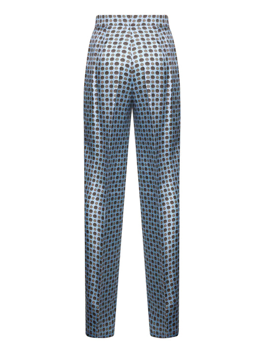 Light blue printed twill FAUNA straight trousers