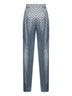 Light blue printed twill FAUNA straight trousers